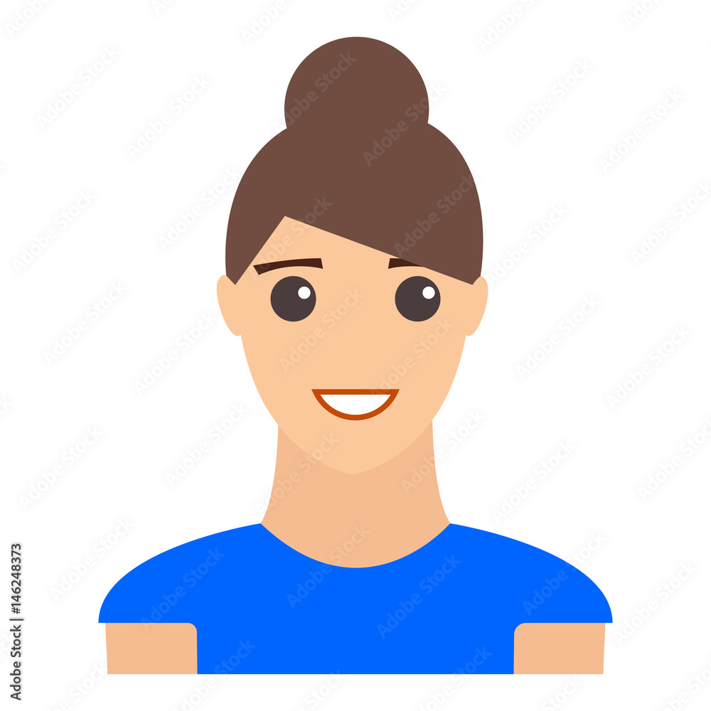 Woman smiling portrait. Modern avatar. Flat design vector illustration.