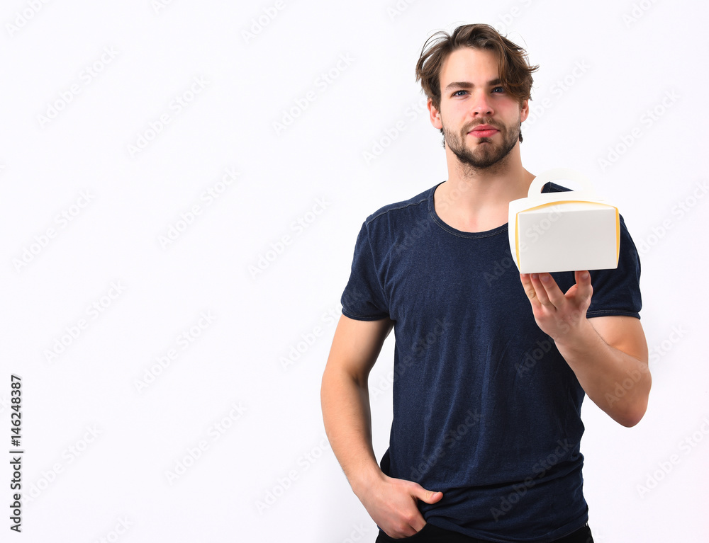 Caucasian sexy young macho holding male box Caucasian sexy young macho holding male box
