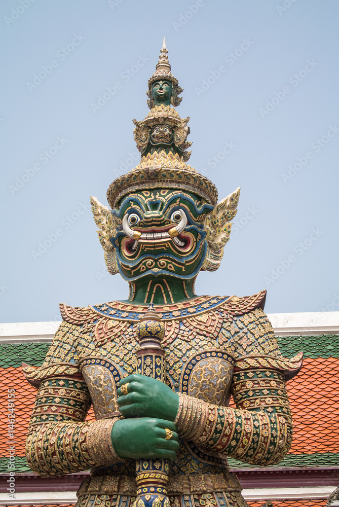 Fototapeta premium Wat Phra Kaew. Temple of the Emerald Buddha is regarded as the most sacred Buddhist temple in Bangkok Thailand.