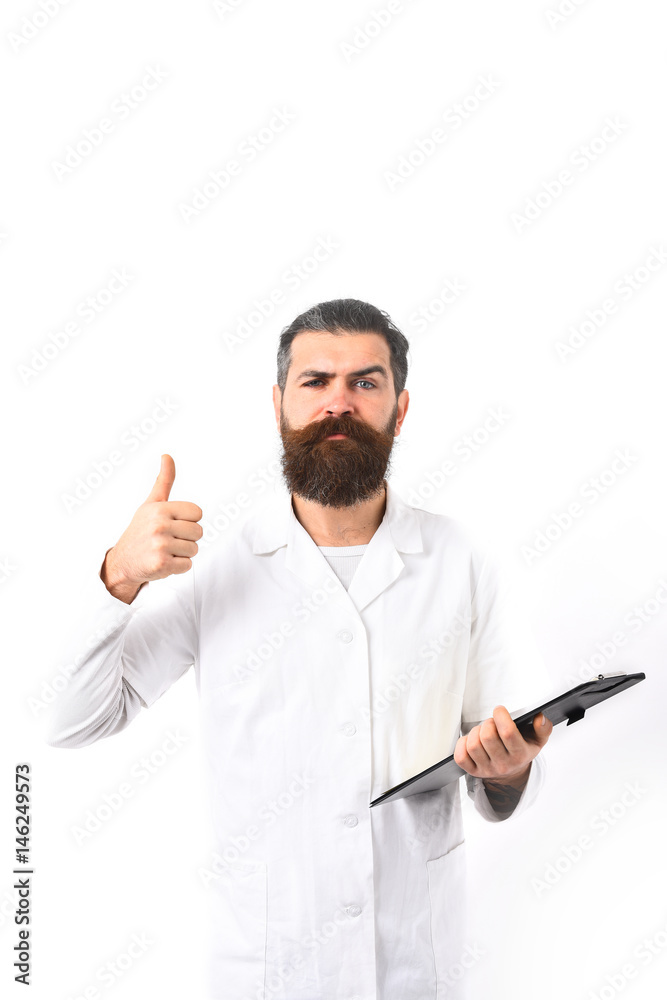 Bearded brutal caucasian doctor or postgraduate student Bearded brutal caucasian doctor or postgraduate student