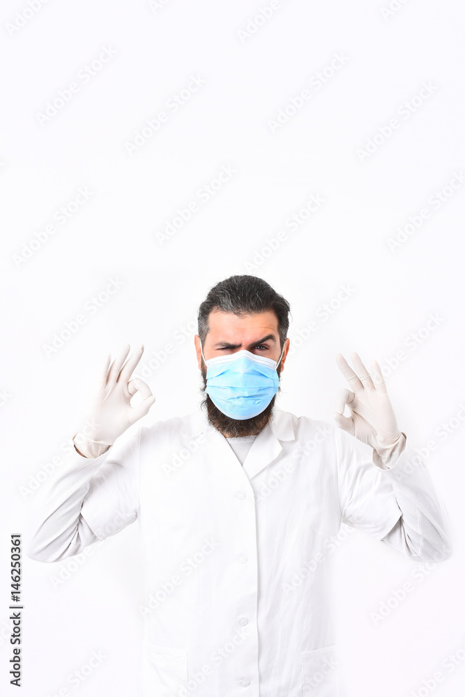 Bearded brutal caucasian doctor or postgraduate student Bearded brutal caucasian doctor or postgraduate student