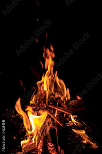 fire isolated over black background