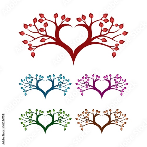 Love Tree Logo Design Vector Template