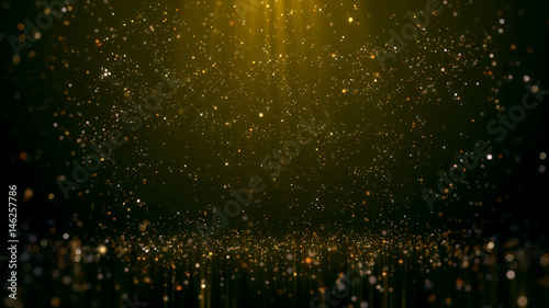 Gold Glittering Bokeh Glamour Abstract Background.