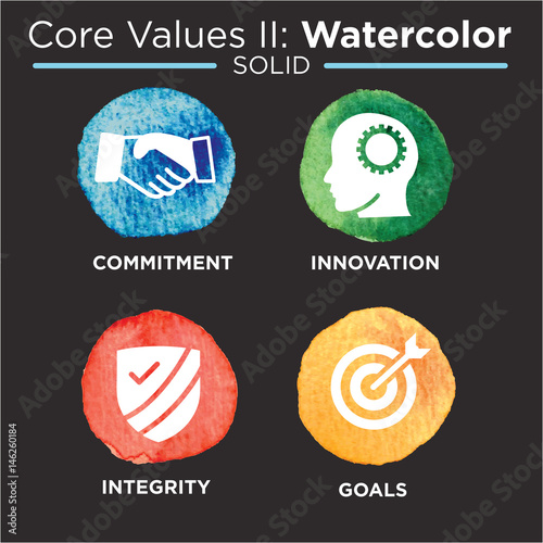Company Core Values Solid Icons for Websites or Infographics