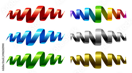 Multicolored ribbon spiral on a white background