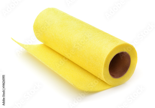 Rolls of yellow felt fabric photo