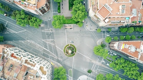 Photography Streets and residential houses in Barcelona, Spain, top view