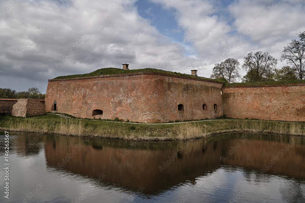 Ruins of the fortification of the Prussian fortress in the town of Kostrzyn  on the Oder in Poland.