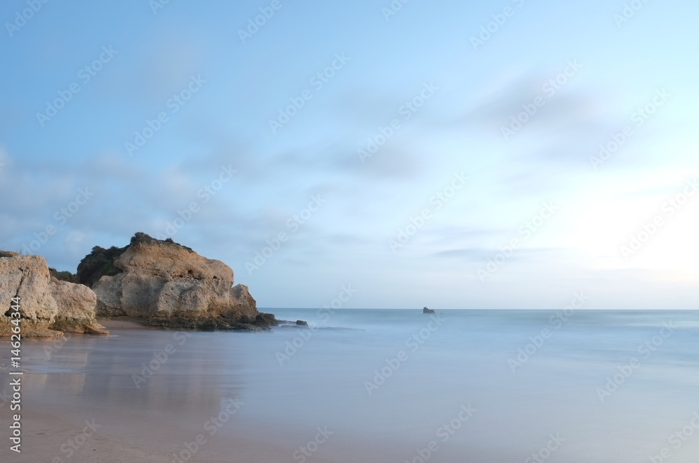 Scene captured in Chiringuitos (Gale) beach during afternoon. Algarve, Portugal
