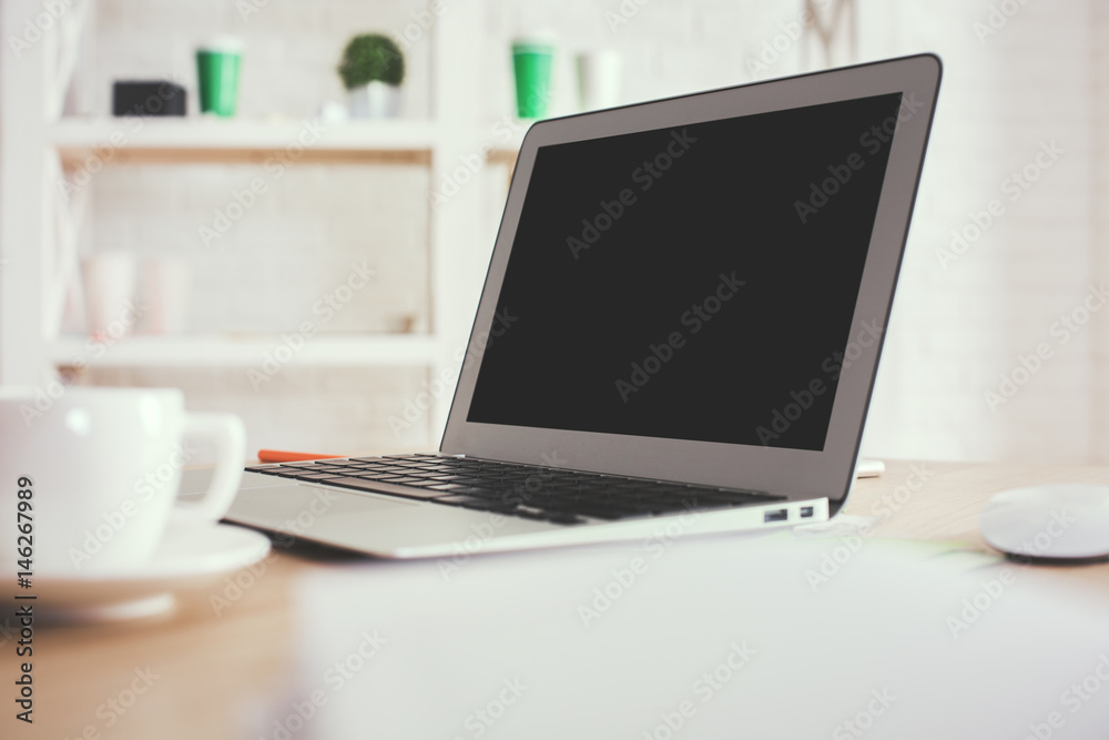 Fototapeta premium Table with laptop side