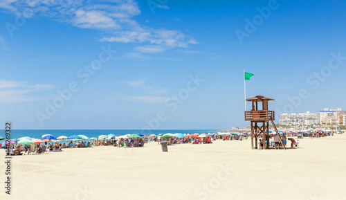 Tourism in spain. View of beach in Rota, Cadiz, Spain.