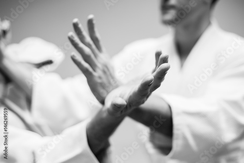 Fight between two aikido fighters photo