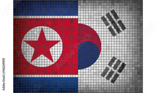 Flags of South and North Korea