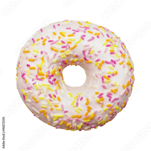 The donut in the glaze isolated on a white background
