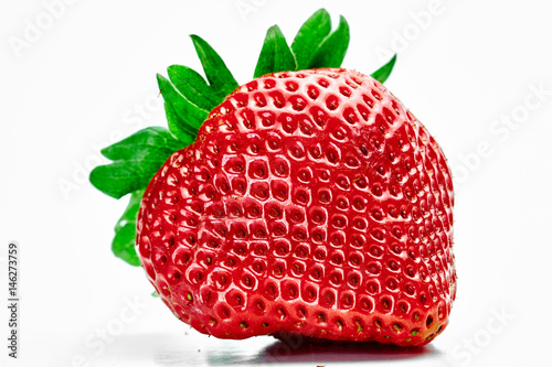 Close up of fresh strawberries on white background
