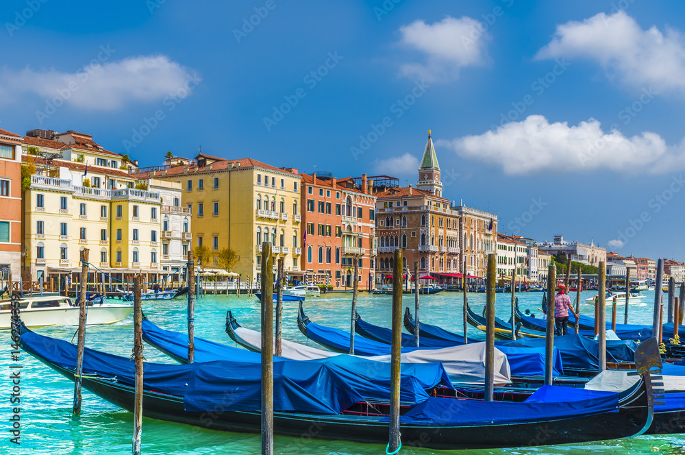 Gondola boat on Grand Canal, Venice, Italy.