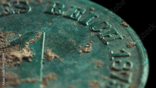 close-up shot ancient german coin