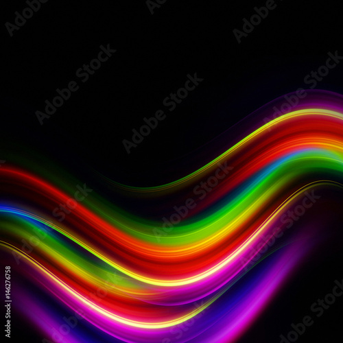 Bright colorful wave on black background
