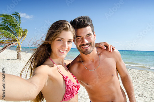 Young couple selfie photo