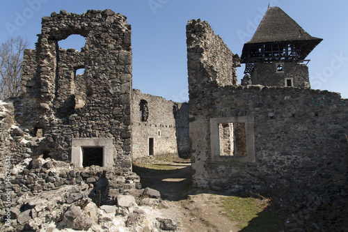 Ruins of Castle Nevytske near of Transcarpathian region center, Uzhgorod photo. Nevitsky Castle ruins built in 13th century. Ukraine. photo