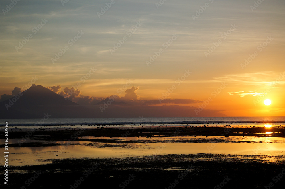 Volcano sunset