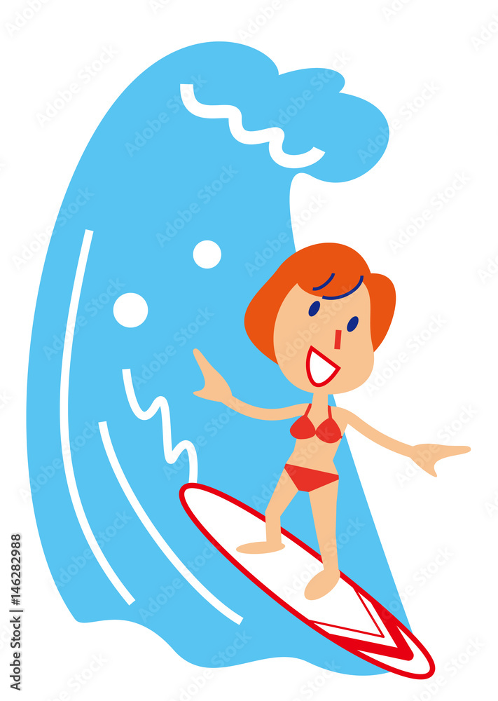 サーフィンを楽しむ女性