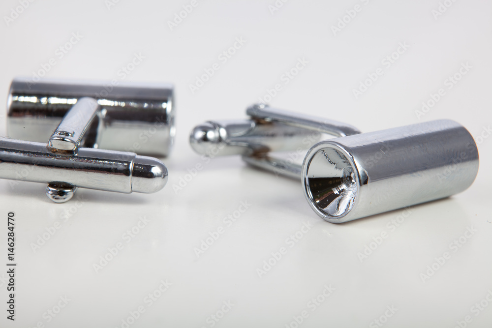 Men's cufflinks on white background. Men's cufflinks on white background.