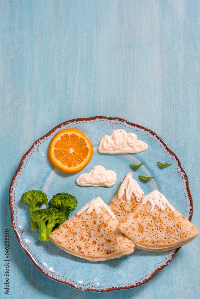 Funny crepes pancakes looks like the mountains Funny crepes pancakes looks like the mountains