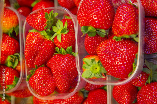 Strawberry in plastic baskets