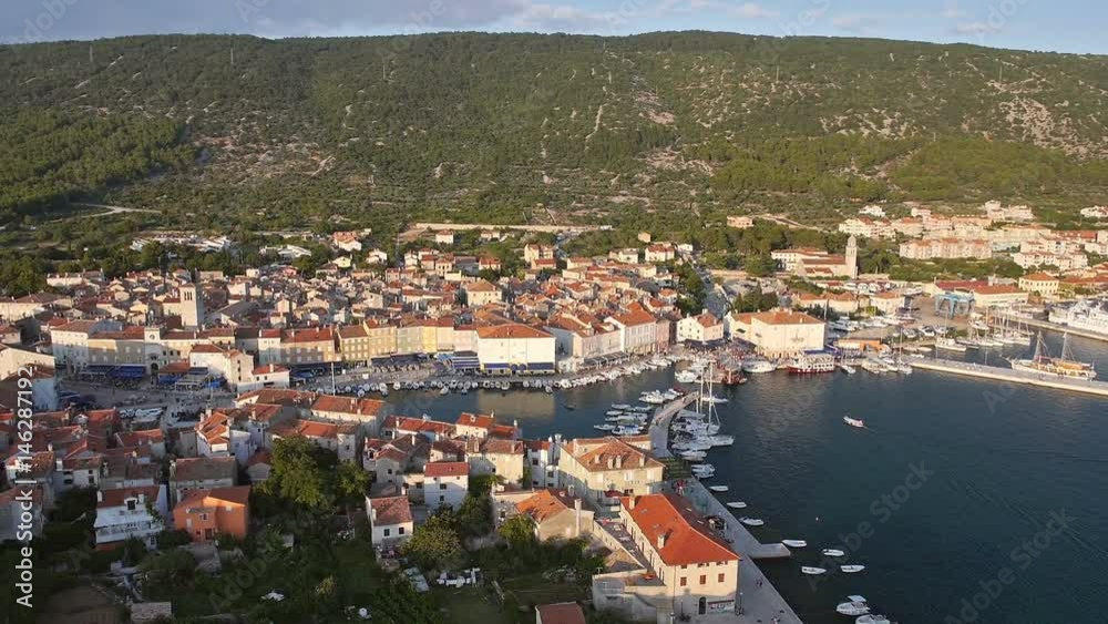 Beautiful European town on the seashore with a bay and yachts, aerial - 1 Beautiful European town on the seashore with a bay and yachts, aerial - 1