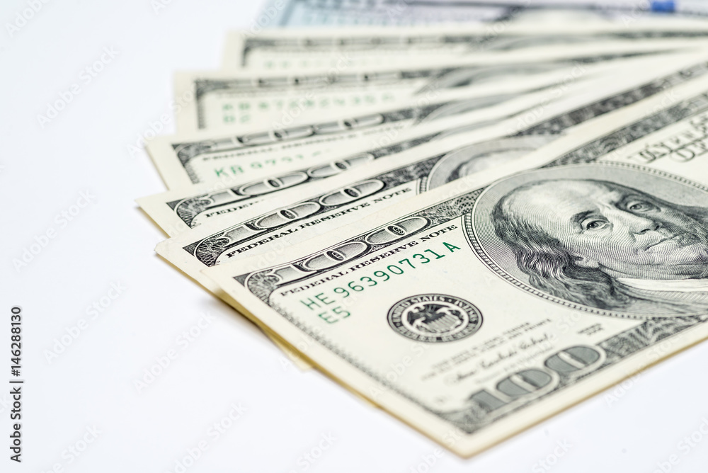 Money cash fan,$100 bills on white background Money cash fan,$100 bills on white background