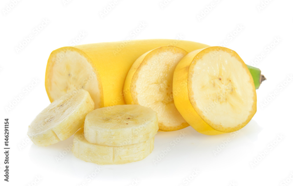 Banana slice isolated on white background