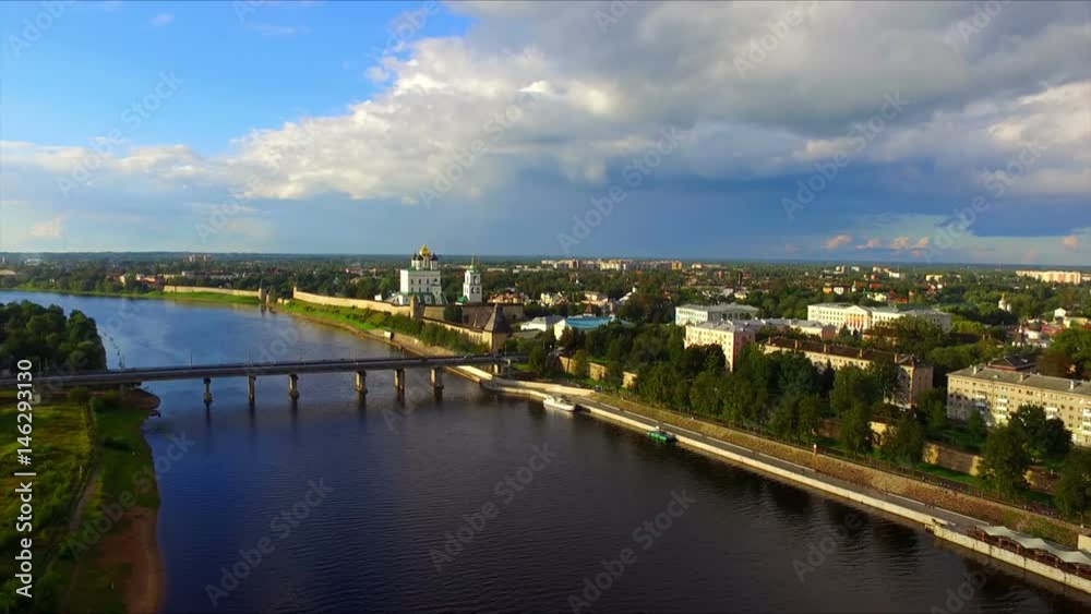 Aerial view on Pskov old town Aerial view on Pskov old town