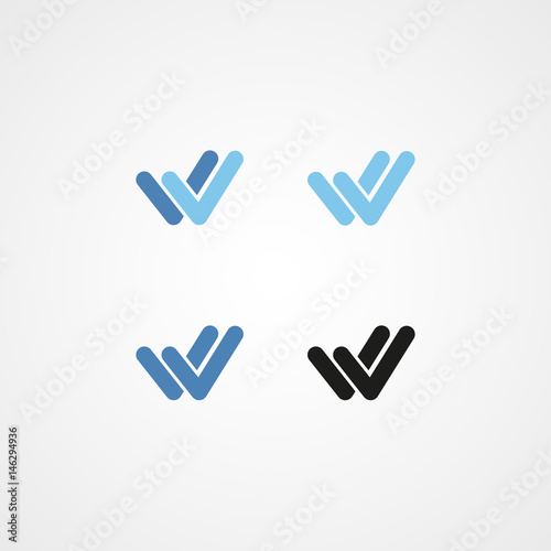 double check curve logo icon with various color