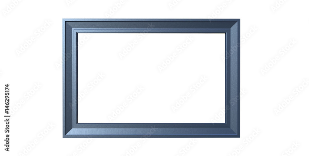 3d rendering of modern isolated hanging steel blue color photo frame on a white background 3d rendering of modern isolated hanging steel blue color photo frame on a white background