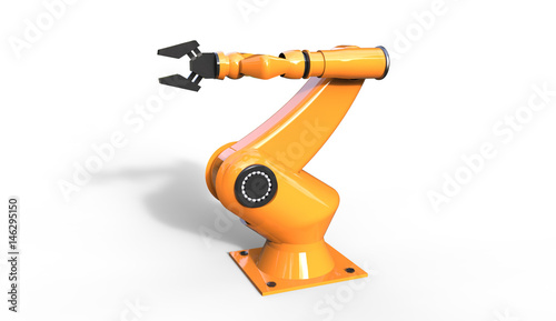 3d rendering of cool industrial robotic arm on a white background