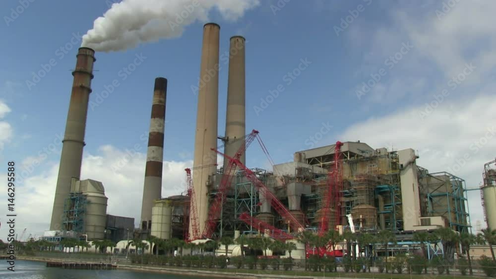 Huge pipes of coal power plant steaming, Florida - 7 Huge pipes of coal power plant steaming, Florida - 7