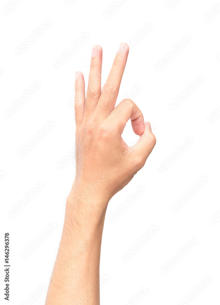 Man hand OK sign on white background Man hand OK sign on white background