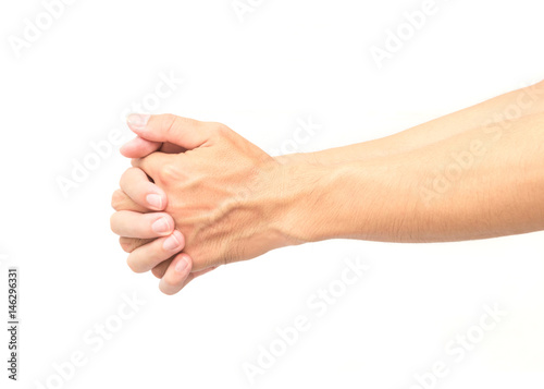 stretching exercises finger and hand on white background