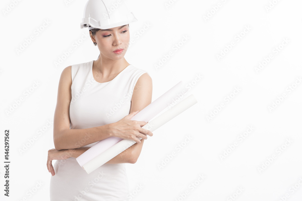 Structural engineer holding drafting paper Structural engineer holding drafting paper