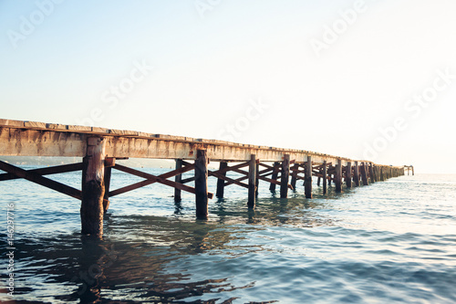 Lonely Pier On Mediterranean Beach © nullplus
