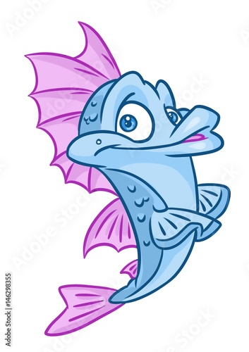 Fish Blue cartoon illustration isolated image animal character 