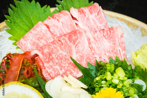 Raw and fresh matsusaka beef sashimi