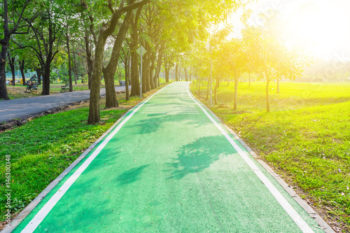 Road pathway in the park for relaxing walking jogging or running and exercise