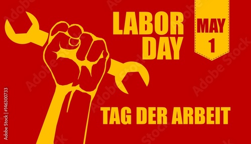 Illustration of labour day. Written foreign text "tag der arbeit" is a Labor Day in Germans