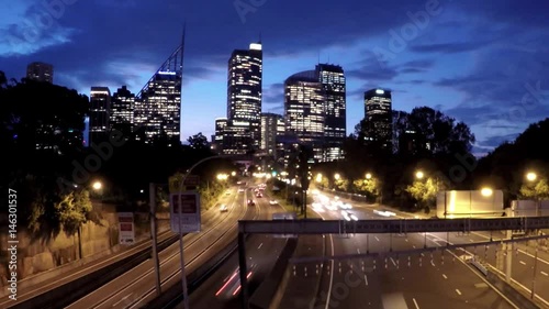 Night time traffic and pedestrians in Sydney, Australia - 1