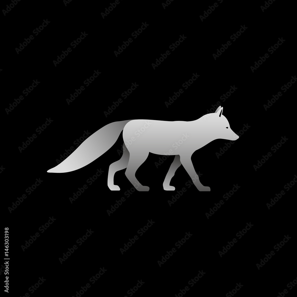 Silhouette of a gray fox standing. Silhouette of a gray fox standing.
