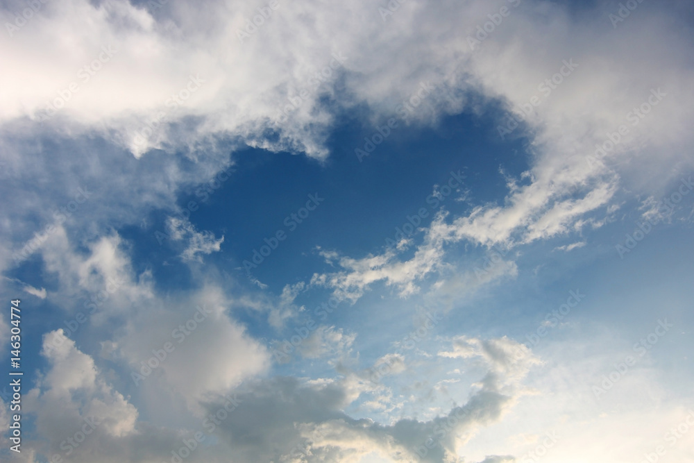 Blue sky with clouds.