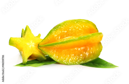Averrhoa carambolas - starfruits isolated on white background
